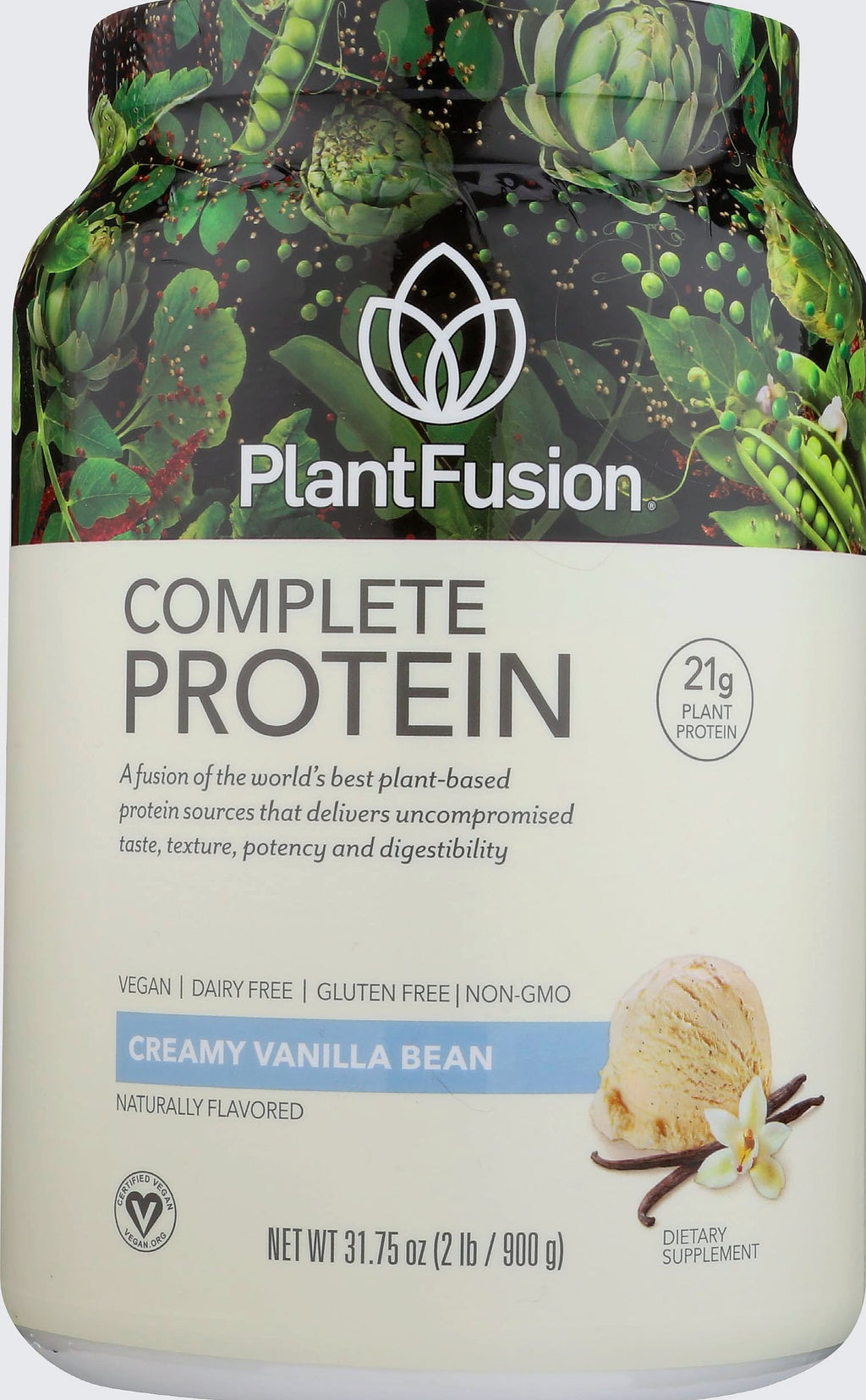 PlantFusion Complete Vegan Protein Powder Vanilla Bean 2 lb