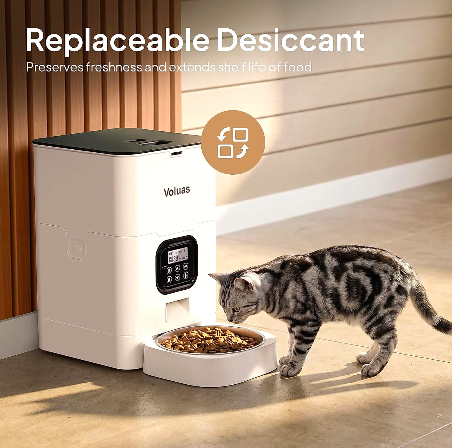 Voluas Automatic Cat Feeder with Voice Recorder and Portion Control