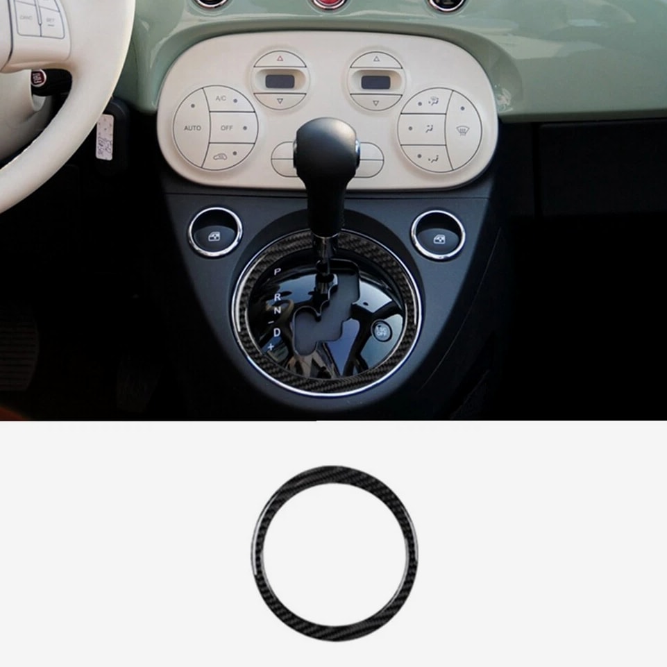 Carbon Fiber Gear Shift Cover Trim For 2012-2015 Fiat 500 Interior