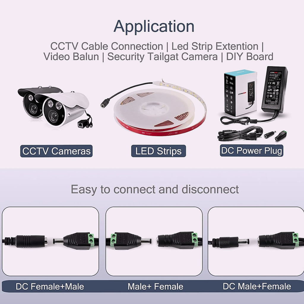 CHANZON 10x Male DC Power Connector 5.5mm x 2.1mm Barrel Jack