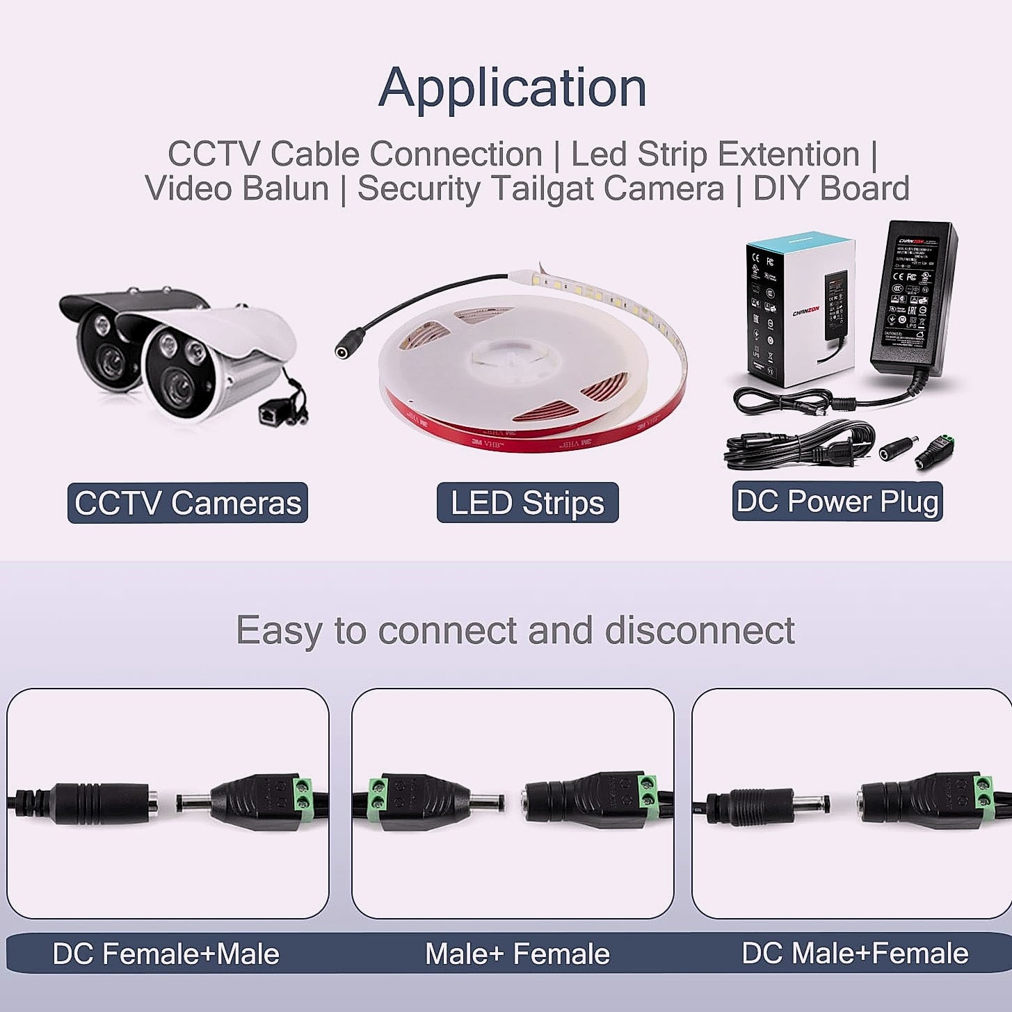 CHANZON 10x Male DC Power Connector 5.5mm x 2.1mm Barrel Jack