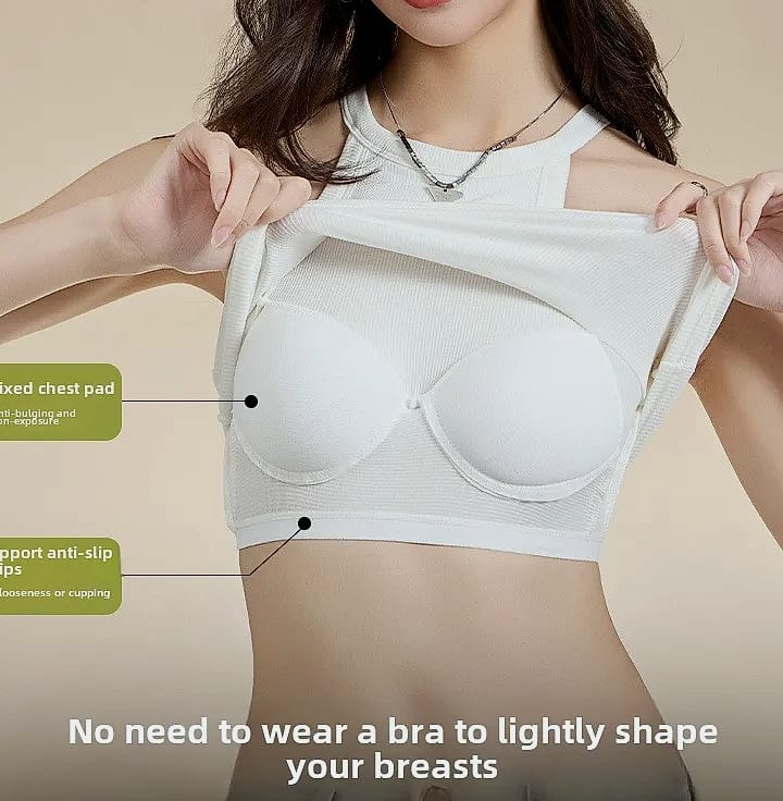 UBOWEN Threaded Halter Neck Camisole with Built-in Bra