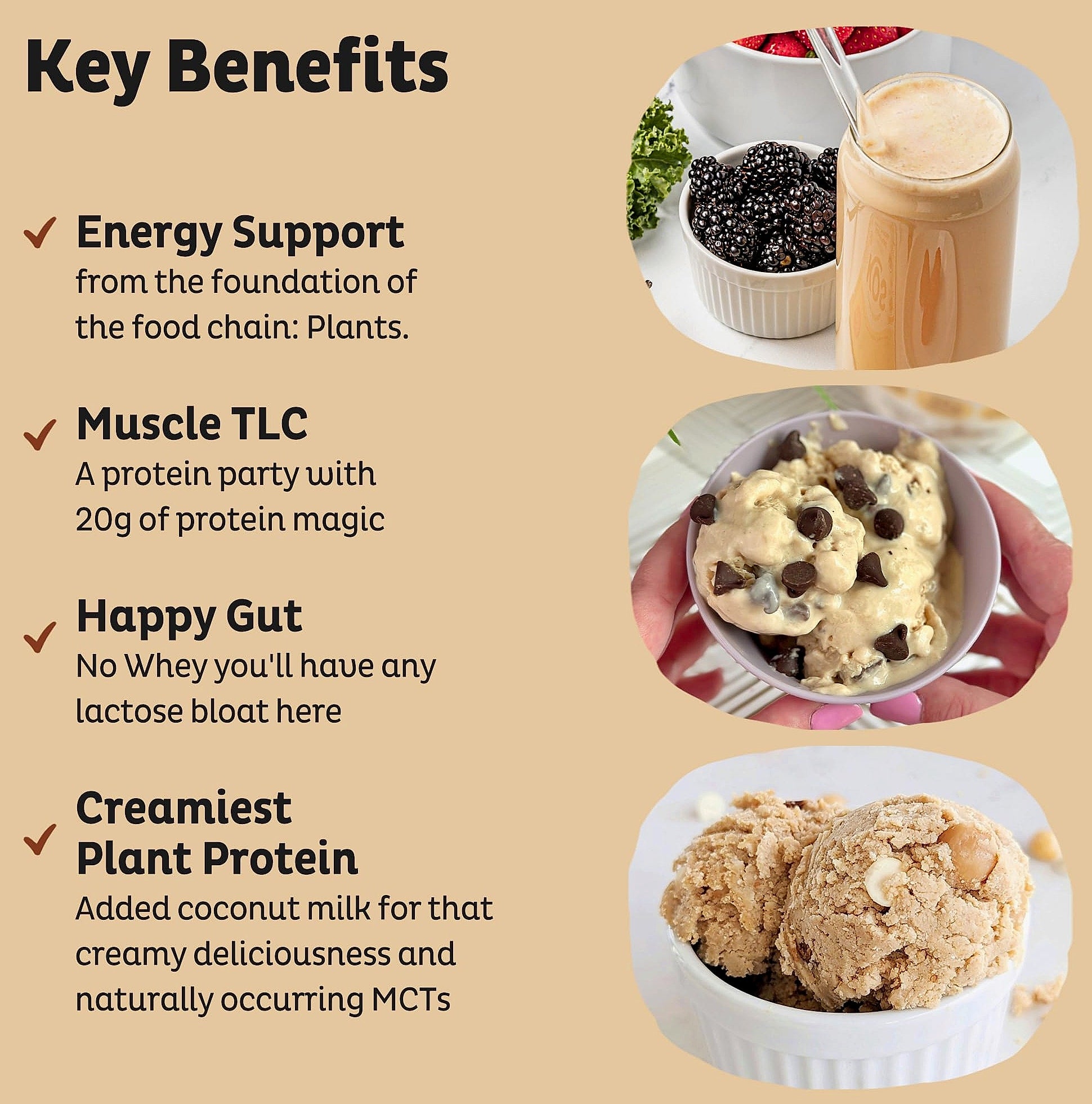 KOS Plant Based Vanilla Protein Powder, Organic Vegan