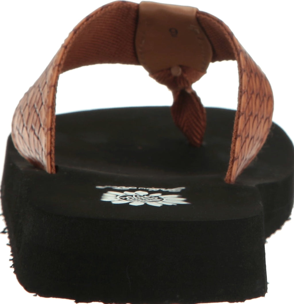 Yellow Box Flax Women's Wedge Sandal with Cross Stitch