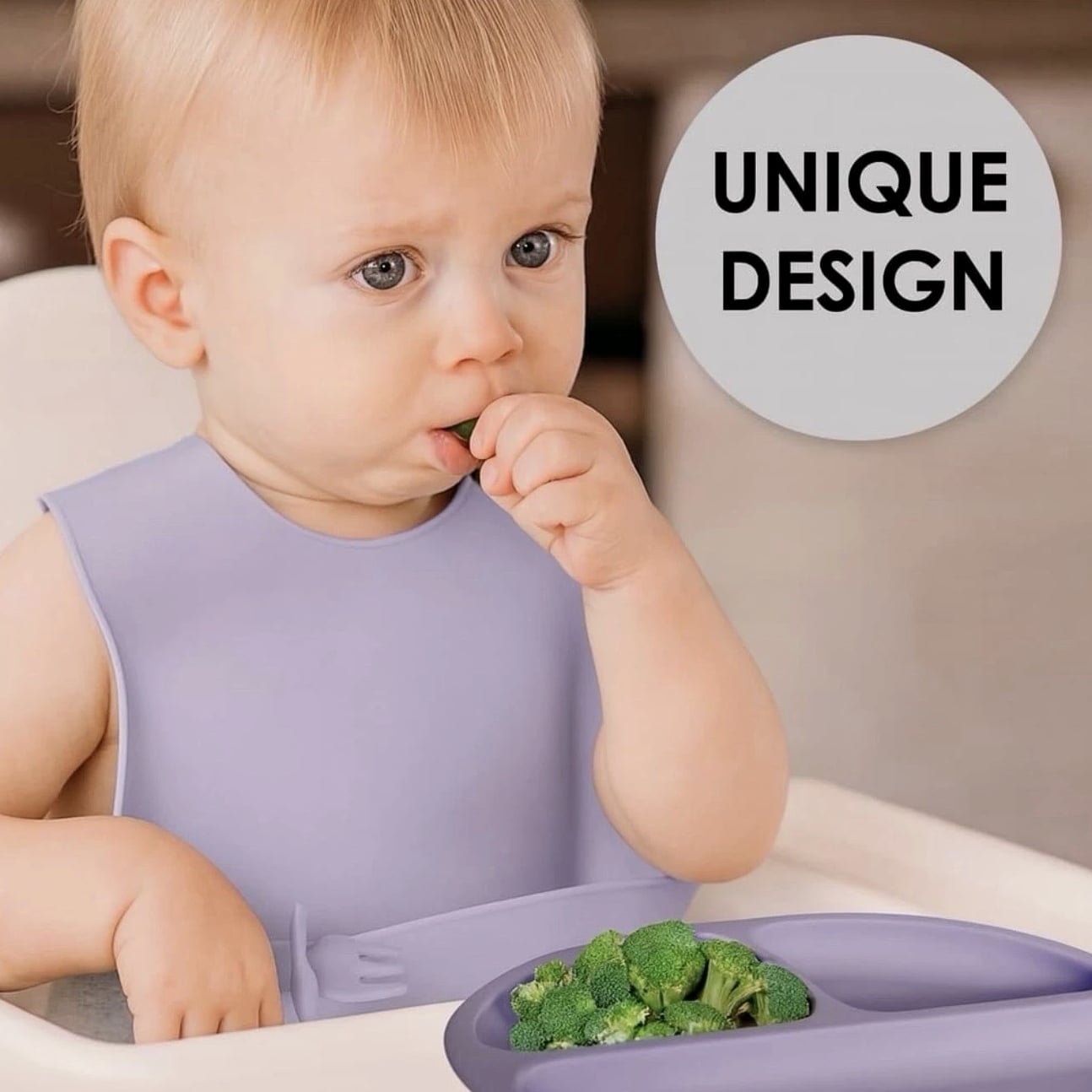 Silicone Baby Feeding Set, Suction Plate Bowl Set ( Colour Purple )