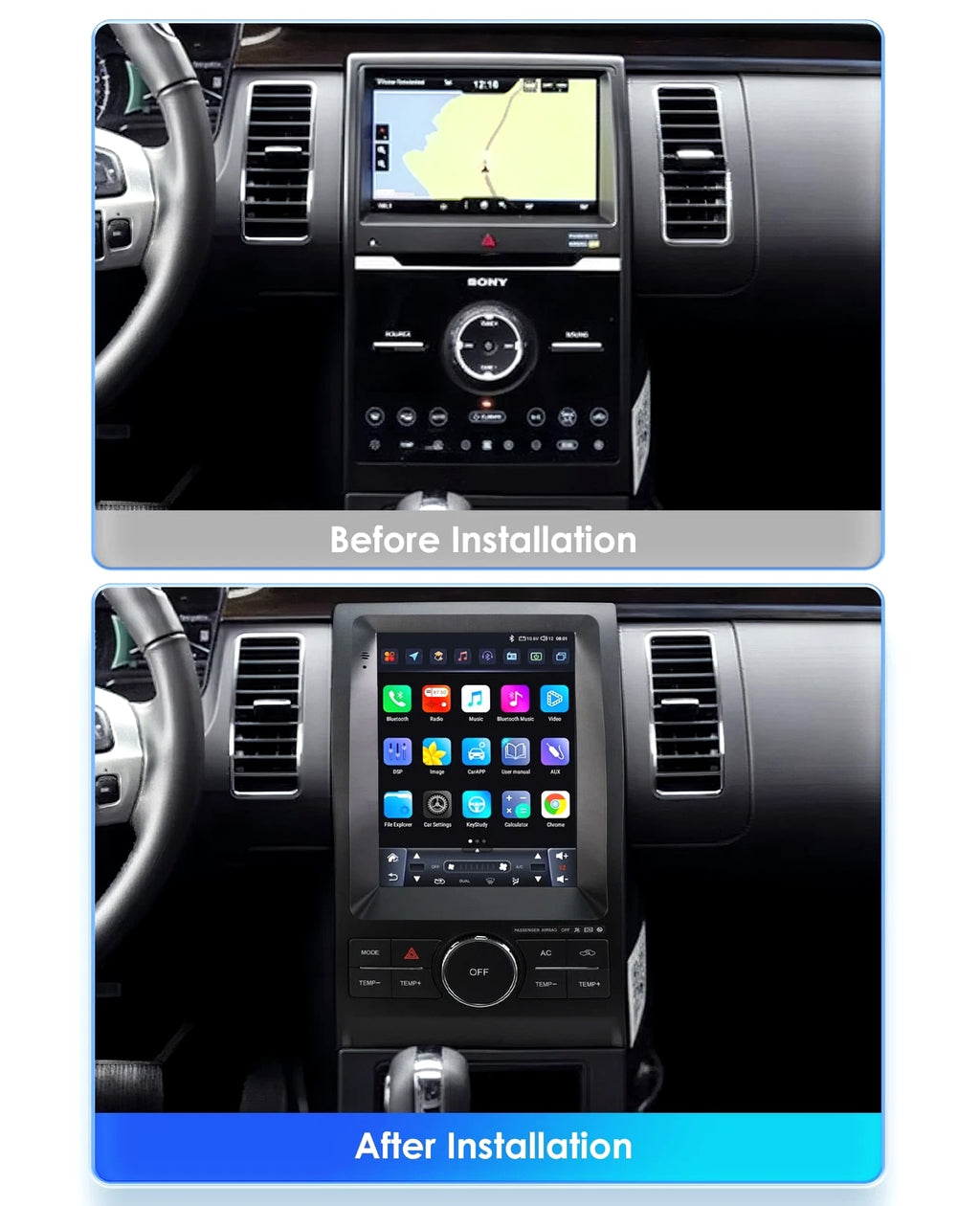 for Ford Taurus 2010-2018 Touch Screen 9.7" GPS WiFi BT Carplay Radio Multimedia