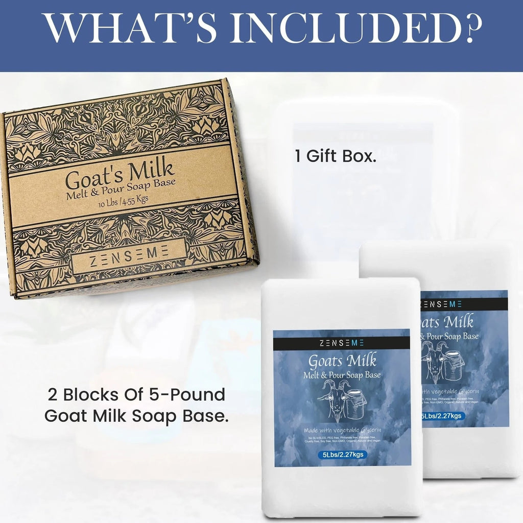 10 LBS Goat's Milk Soap Base | Melt & Pour Supplies Kit for Soap Making - SLS/SLES & PEG Free