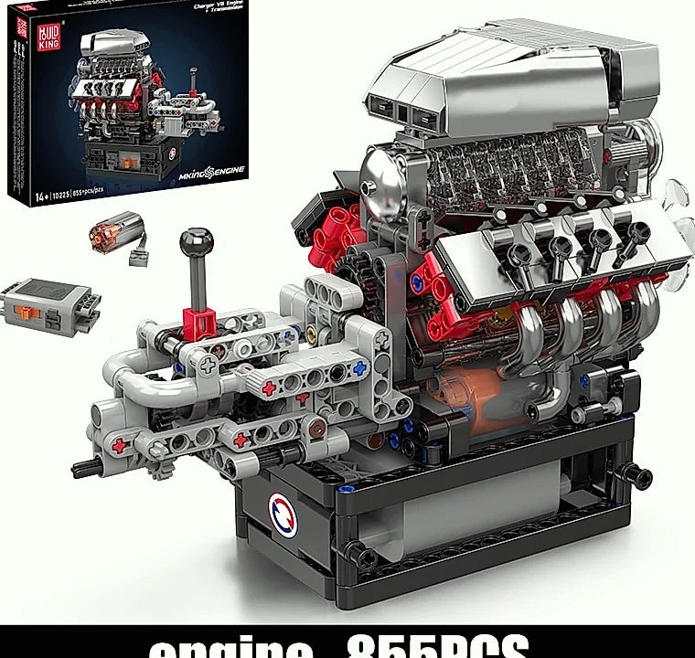 Mould King 10225 V8 Engine Building Block Set with Motor