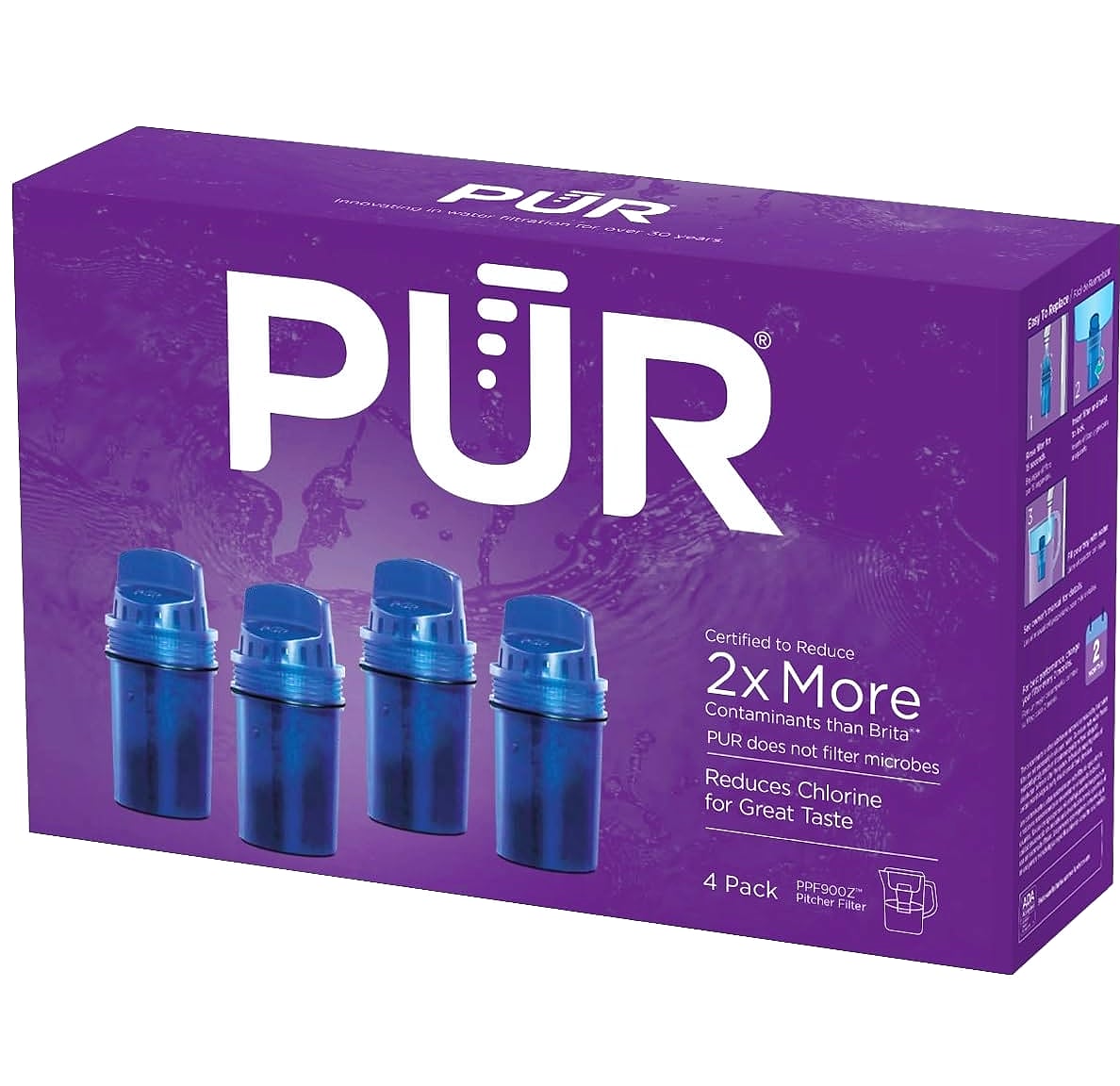PUR PPF900Z4 Water Pitcher Filter Replacement 4-Pack