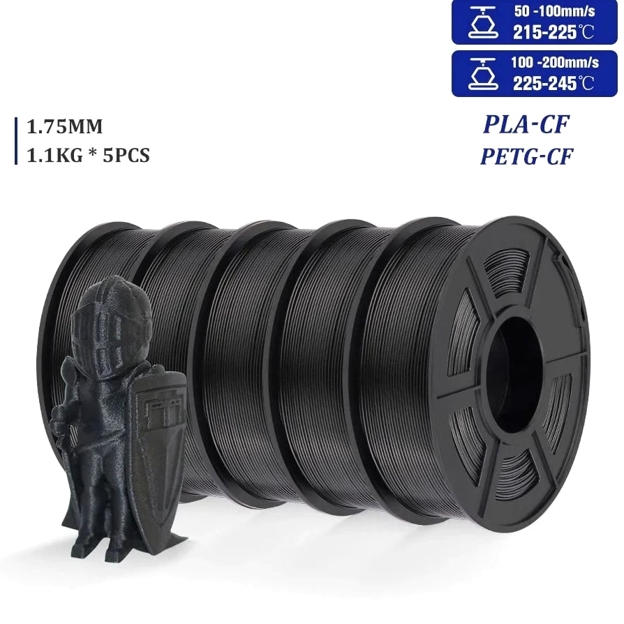 3D Printer Filament 1.75mm PETG-CF/PLA Carbon Fiber Filaments High Toughness USA