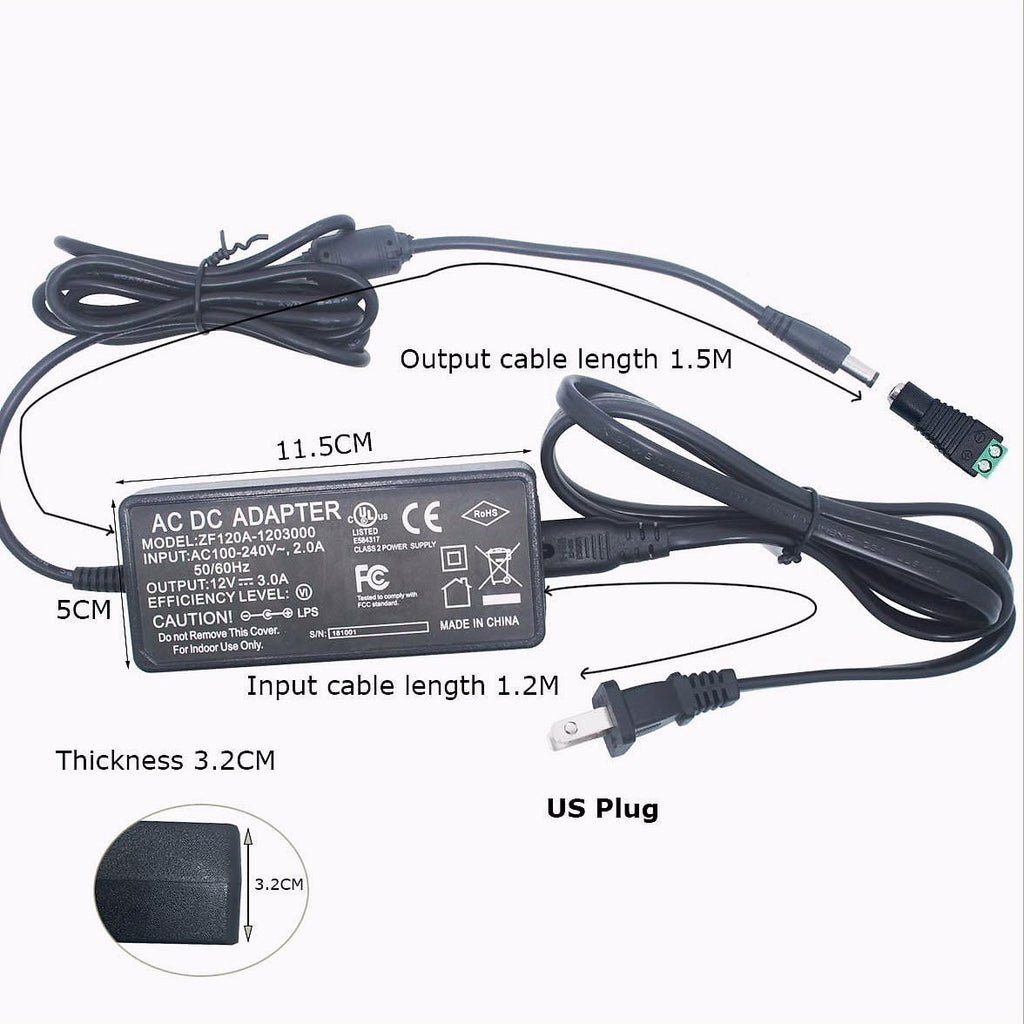 Litever 12V 3A LED Power Supply, 36W Transformer