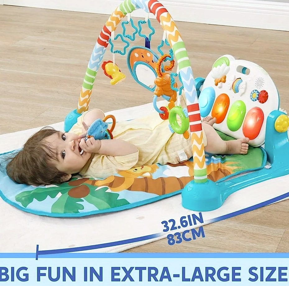 Joyfy Baby Play Mat with Piano, Tummy Time Gym for 0-12 Months