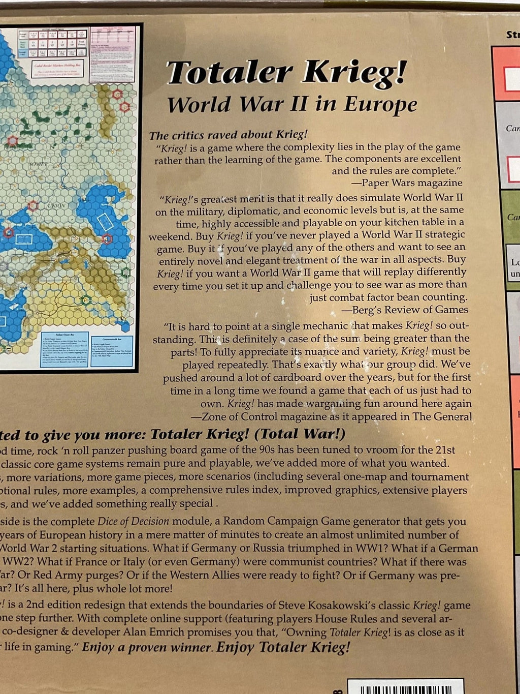 Totaler Krieg! World War II In Europe Board Game Decision Games 1999 Complete
