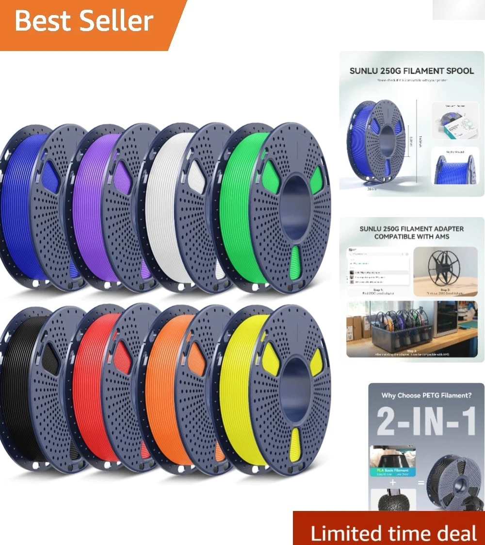 8-Pack Vacuum-Sealed Multicolor PETG Filament 1.75mm - 2kg for Reliable Printing