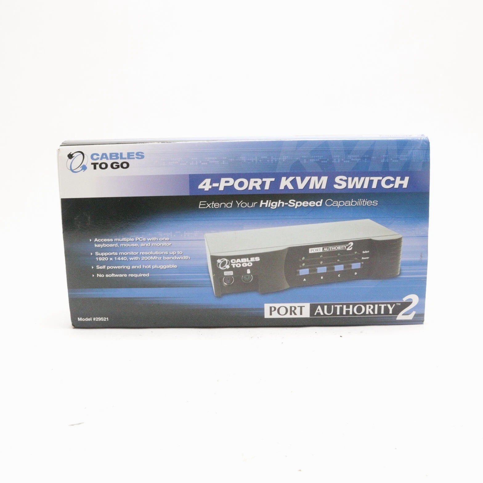 PORT AUTHORITY CABLES TO GO 4-PORT KVM SWITCH FOR MOUSE AND KEYBOARD HUB 29521
