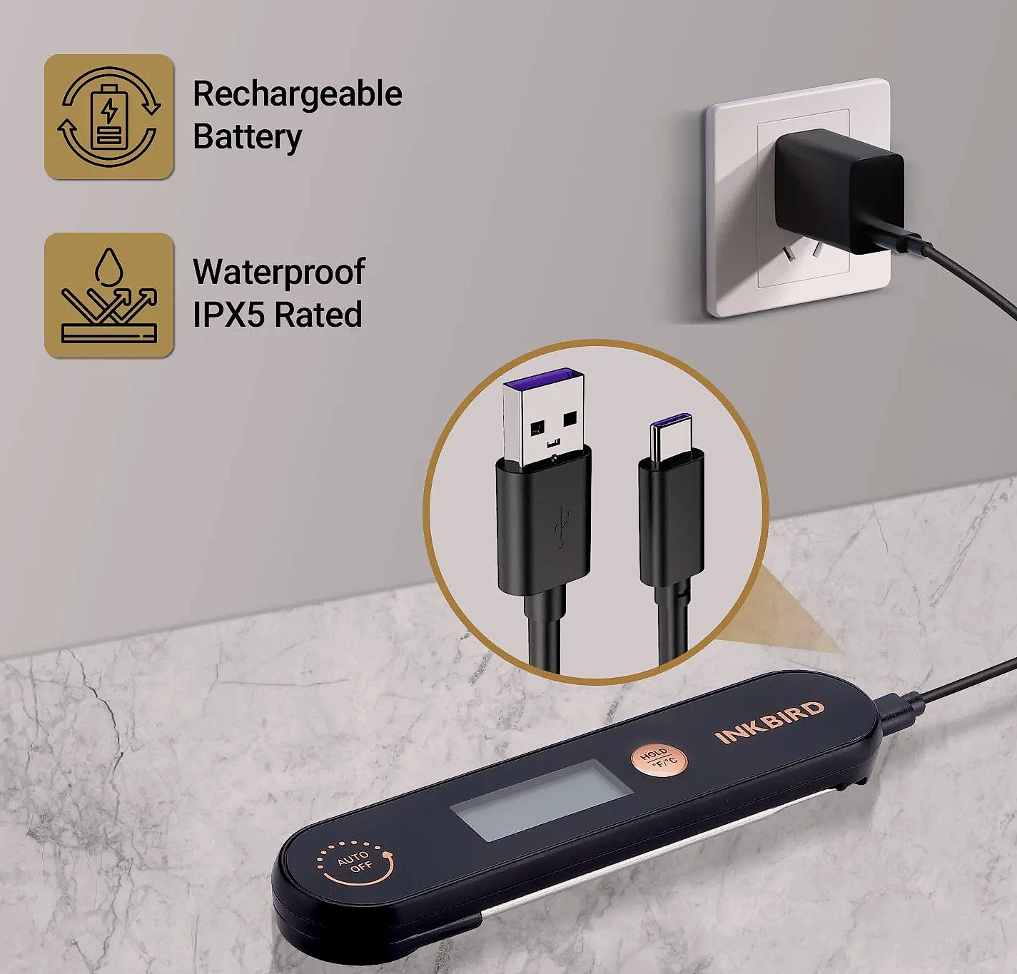 INKBIRD IHT-1X Meat Thermometer with Foldable Probes