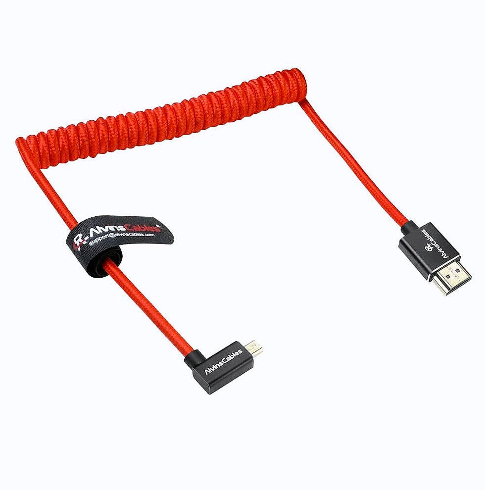 Alvin's Cables 8K Micro-HDMI to HDMI Coiled Cable for Cameras