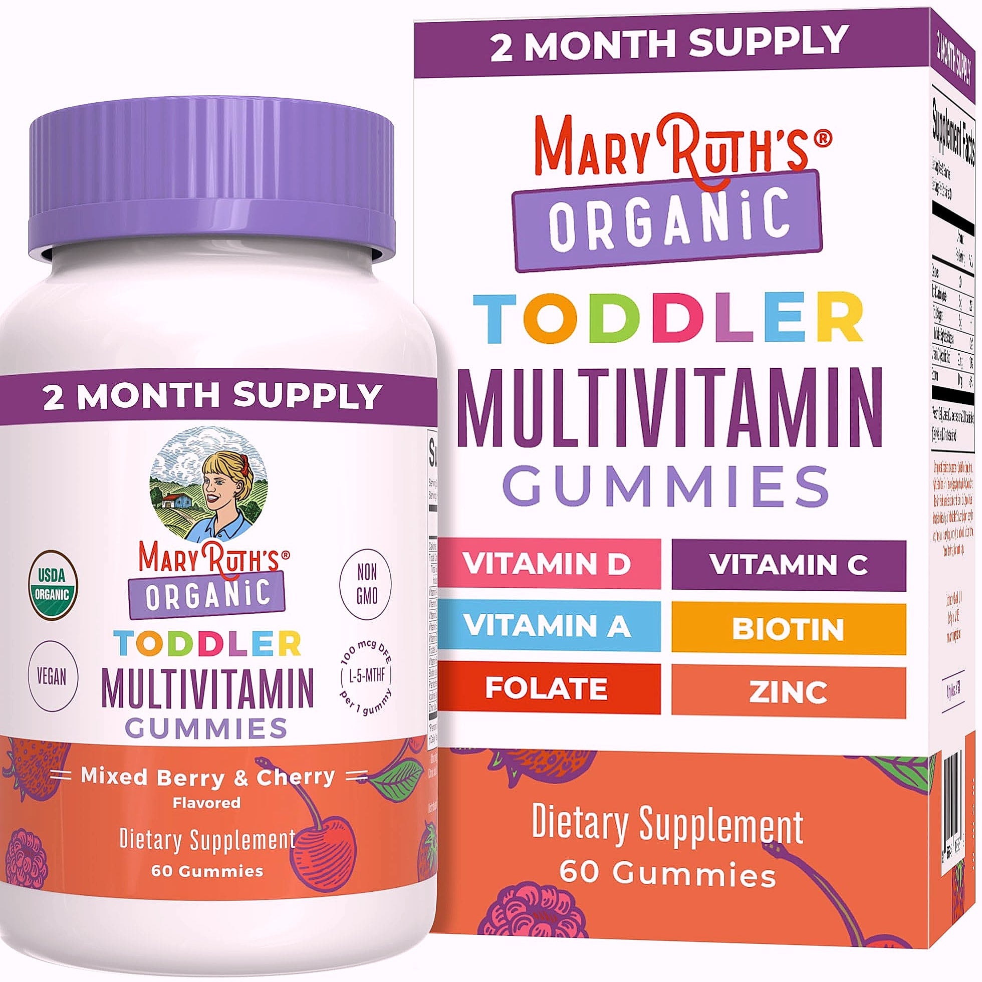 MaryRuth's Organic Toddler Multivitamin Gummies, 60 Count