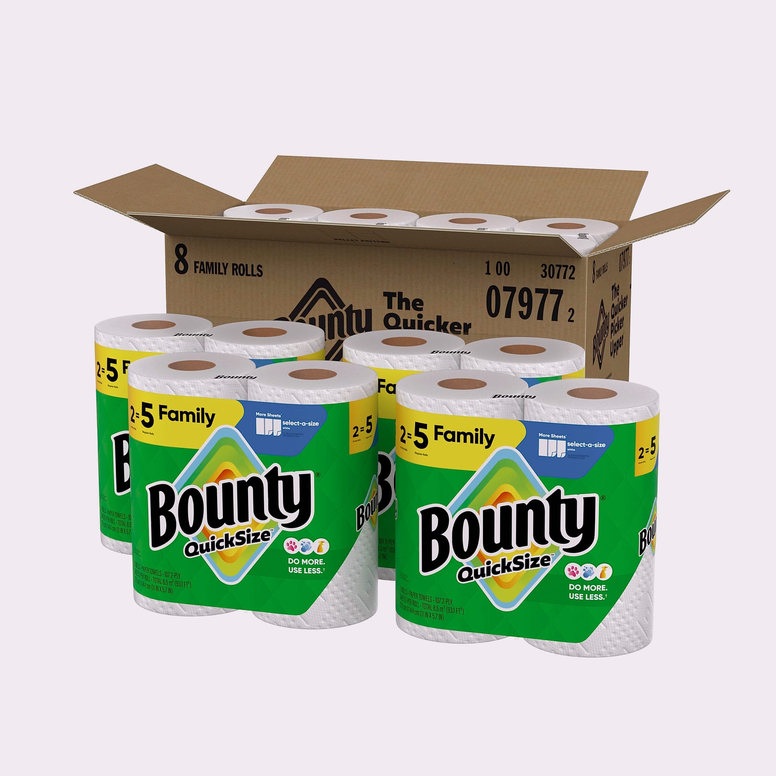 Bounty Quick Size Paper Towels, White, 8 Family Rolls