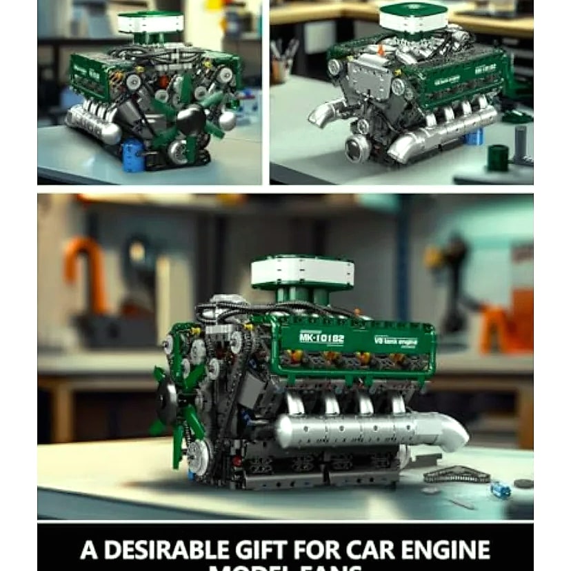 Mould King 10182 V8 Engine Building Blocks with Motor