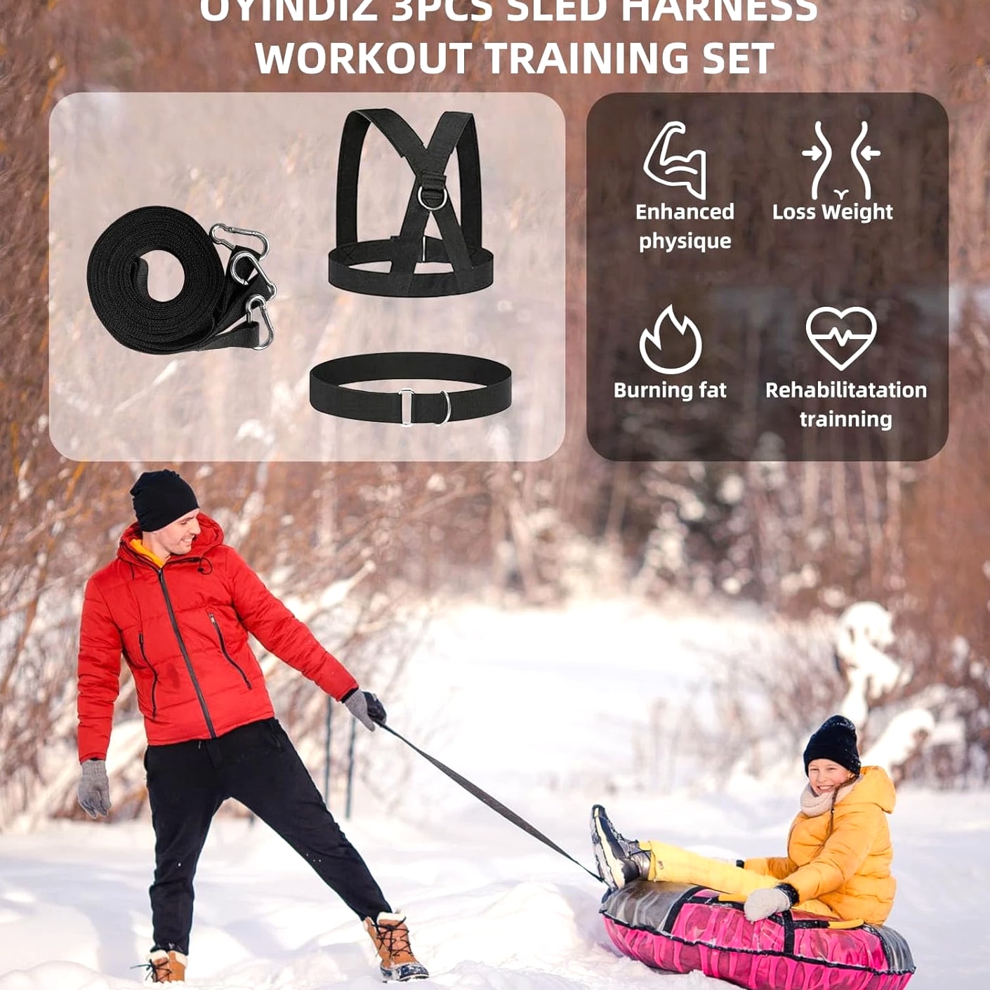Sled Workout Equipment, Harness Set for Training Outdoor, Tire Pulling Fitness R