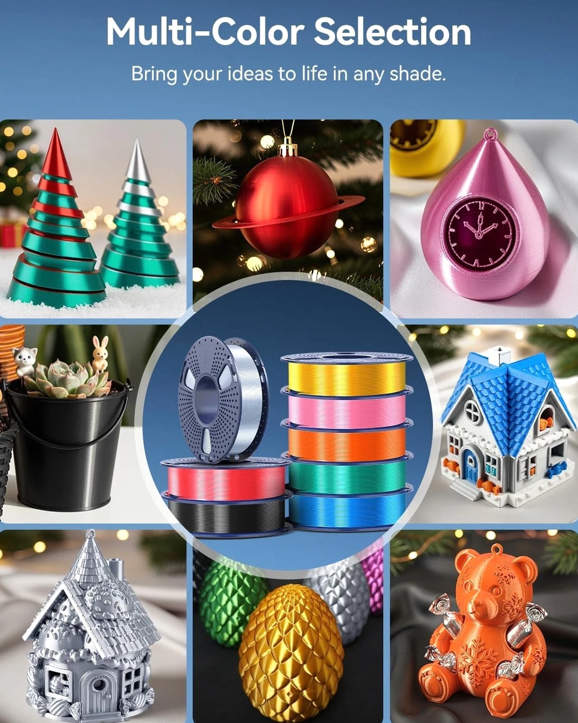 Silk PLA Filament Bundle 1.75Mm, Silk 3D Printer Filament Multicolor, Individual