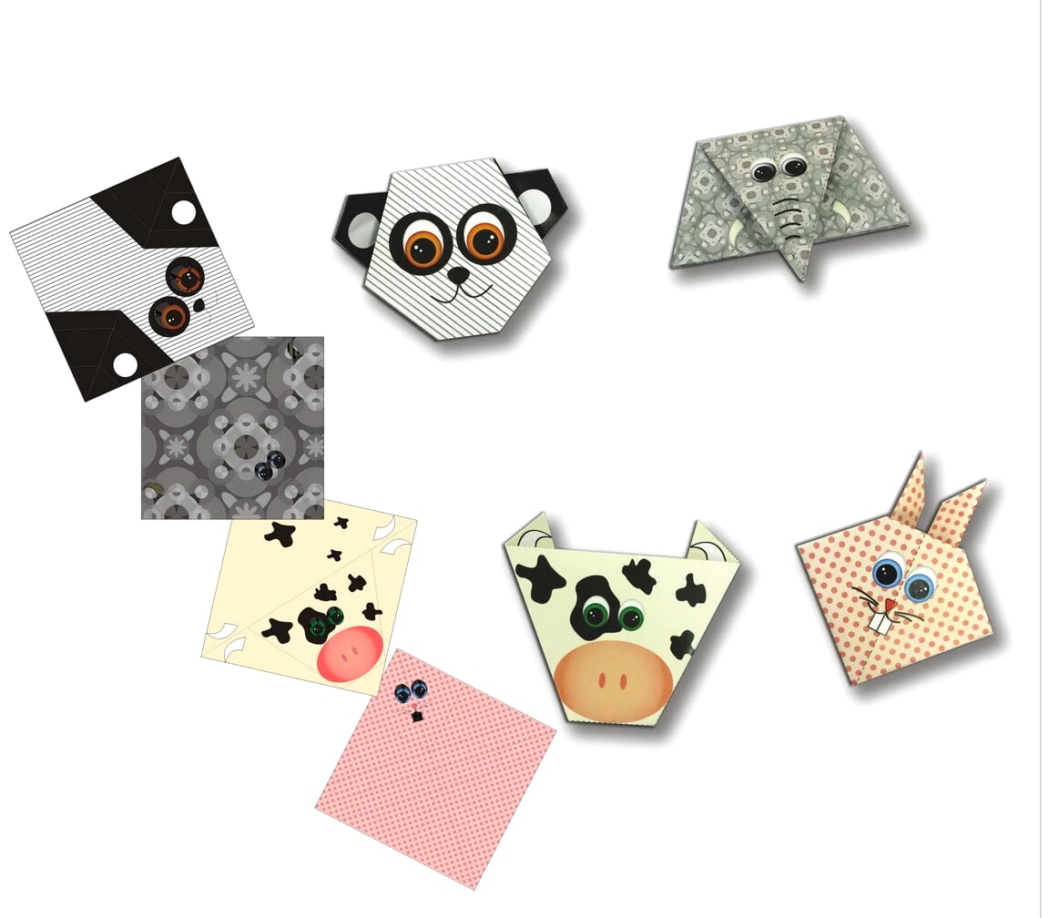 4 Sets Origami Folding Paper DIY Instructional Animal Craft Paper 4 Patterns