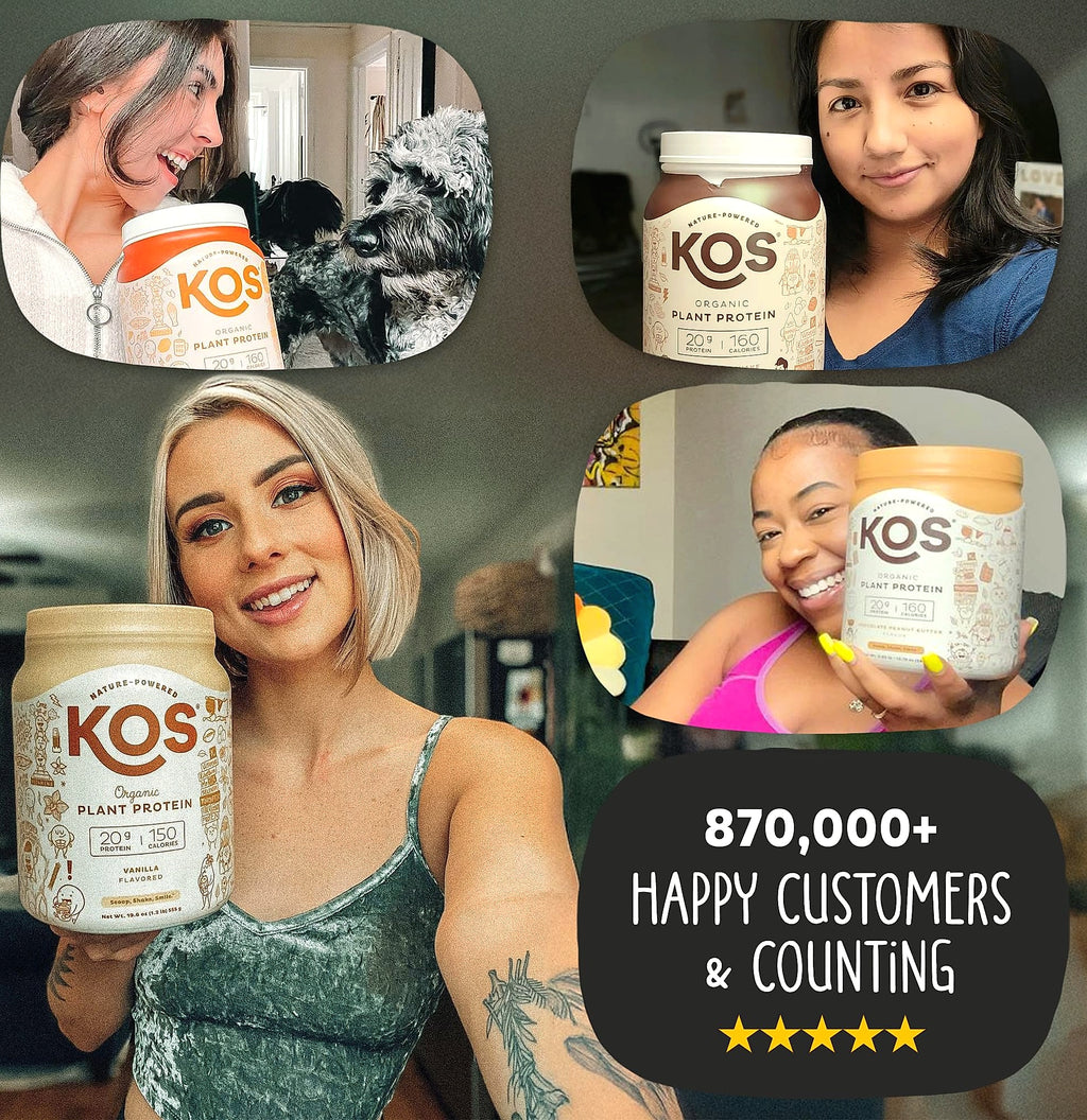 KOS Plant Based Vanilla Protein Powder, Organic Vegan