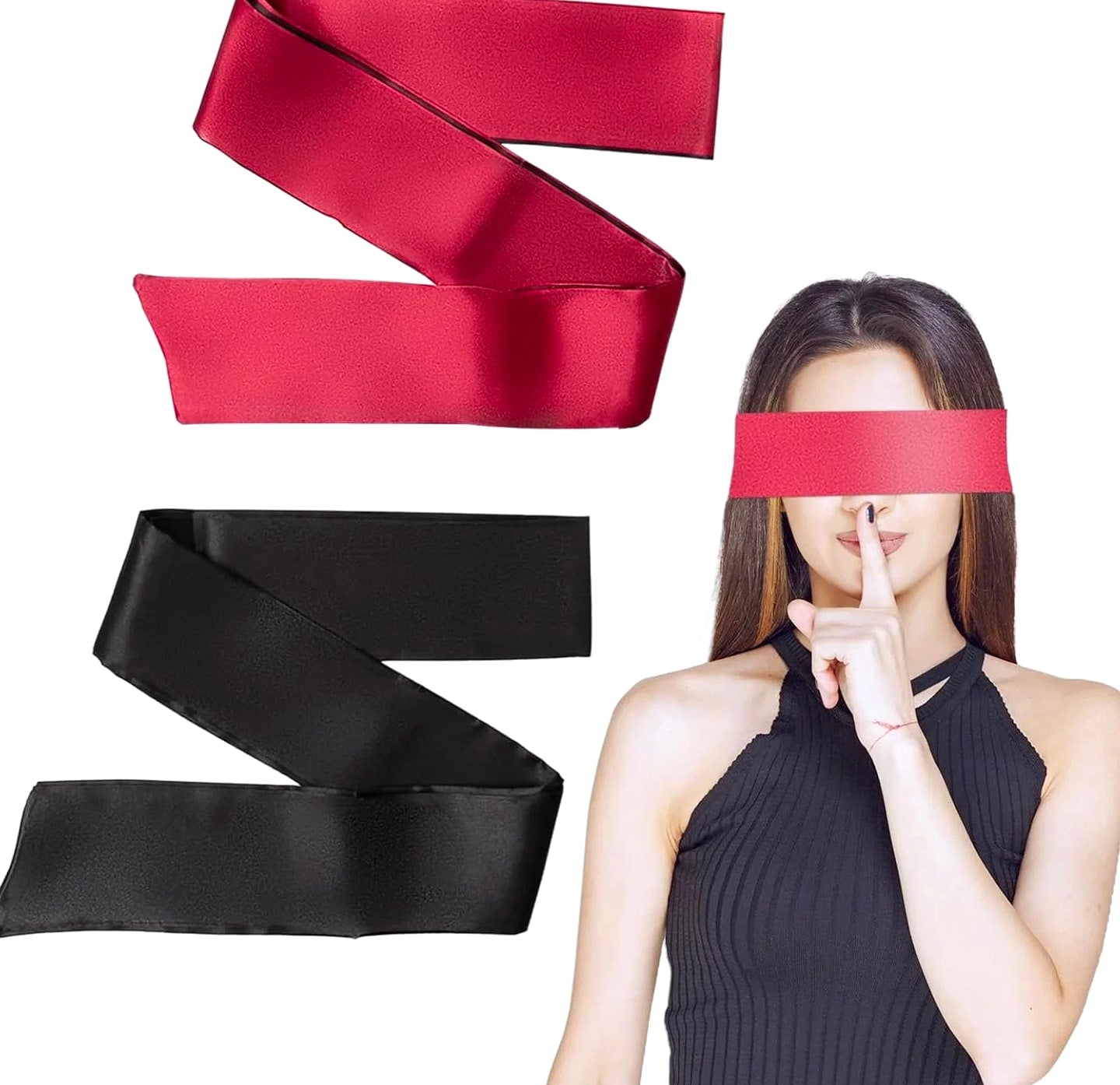 2 Pcs Satin Eye Mask for Sleeping - Silk Blindfold for Women & Men - Adults Coup