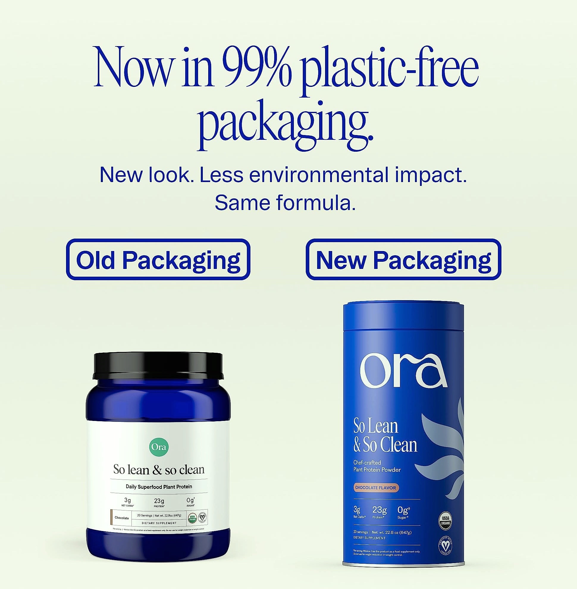 Ora Organic Vegan Protein Powder, 23g Plant Protein, Chocolate