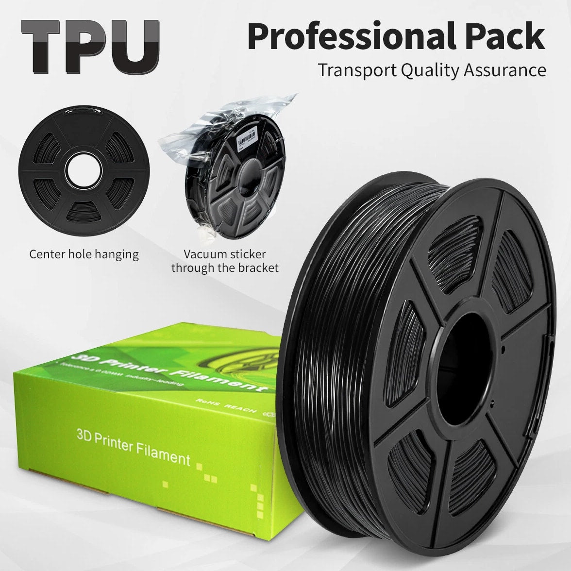 JAYO 500G Black TPU 95A 1.75mm Flexible 3D Printer Filament FDM Good Elasticity