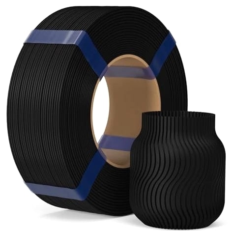 1.75mm Black PLA Filament 1KG - High Precision 3D Printer Material, No Spool, Re