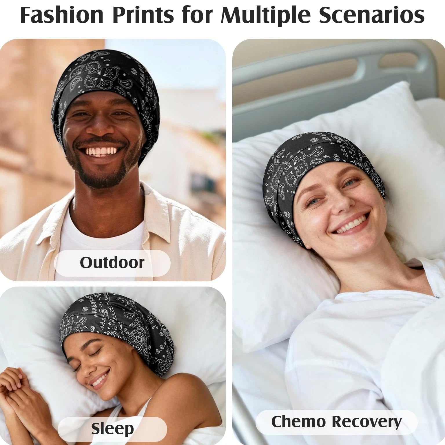 Mulberry Silk Hair Bonnet for Sleeping Women Men, Real Silk Lining, Not Satin...