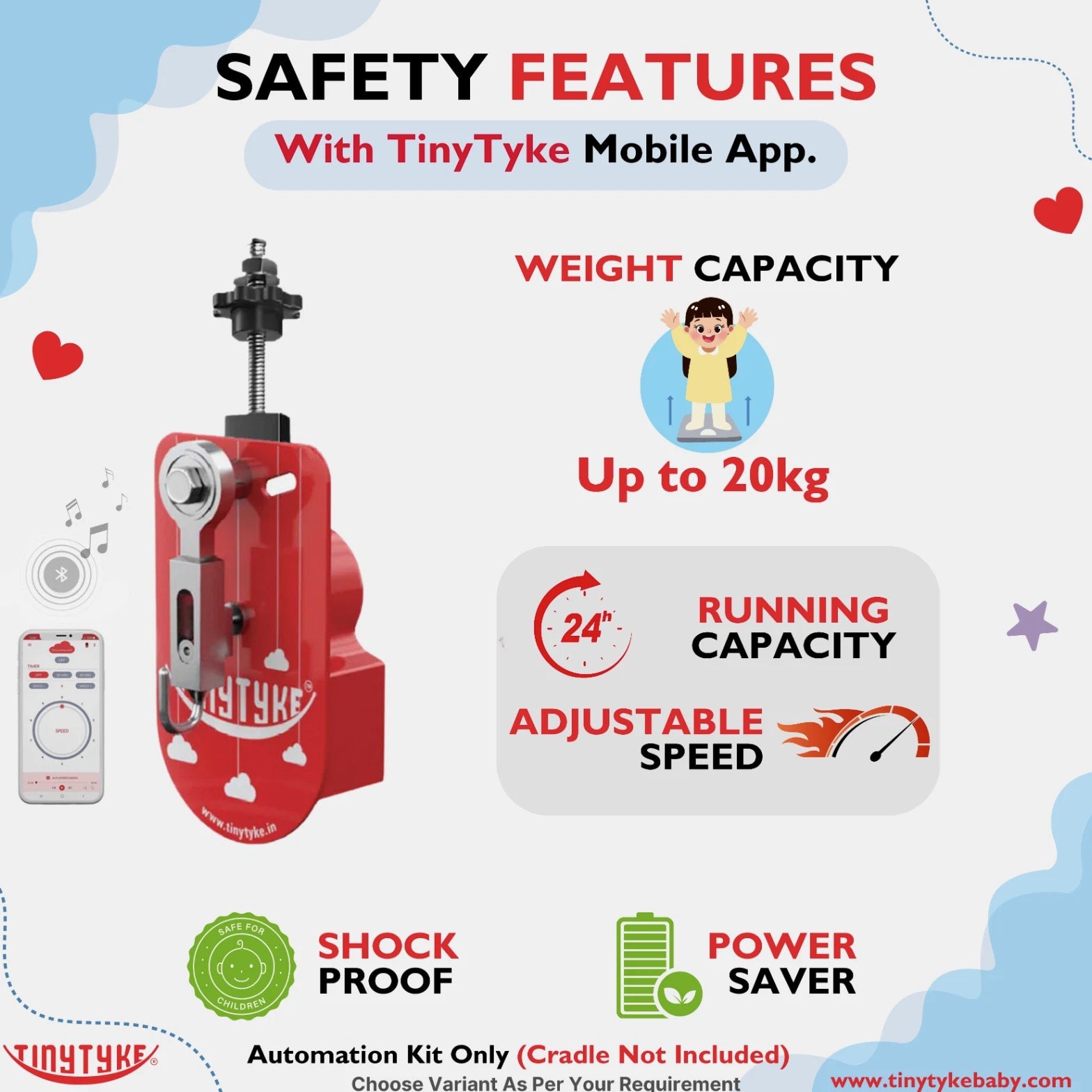 TinyTyke Baby Cradle Automation Kit with Mobile App | Automatic Swing Control
