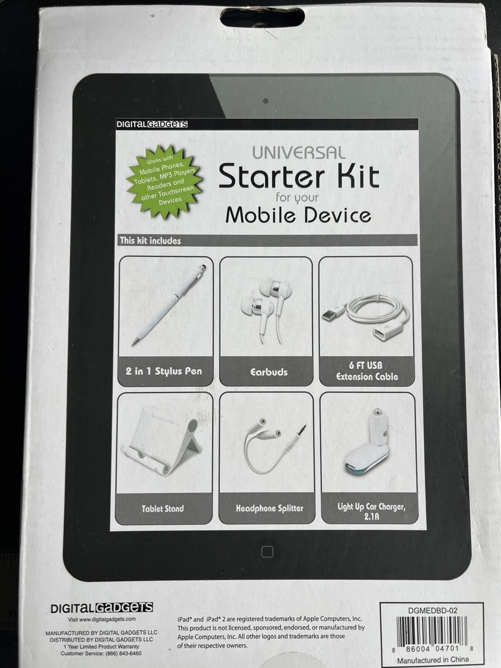 NIB Digital Gadgets Universal Starter Kit Mobile Device With 6 Accessories NEW