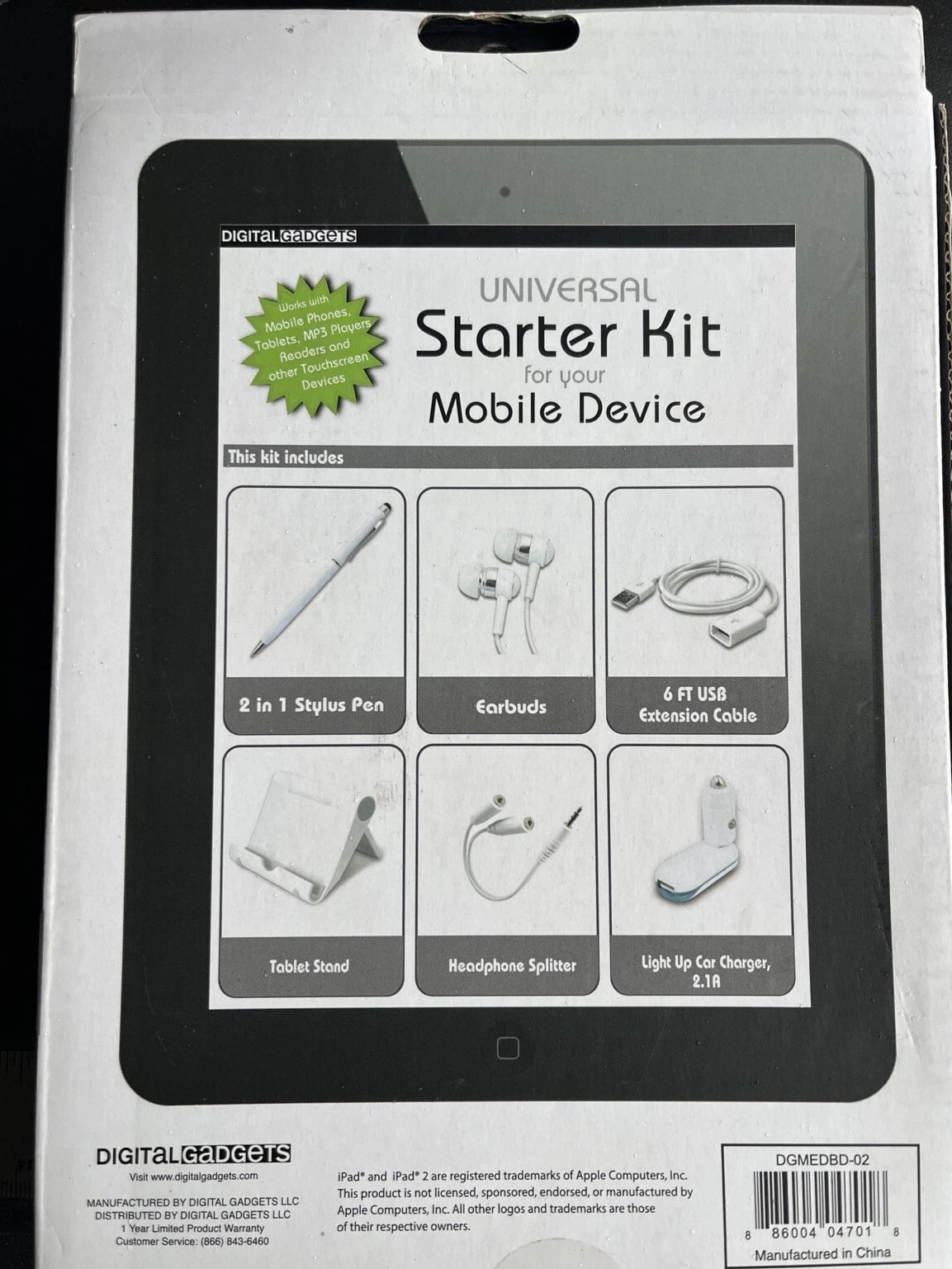 NIB Digital Gadgets Universal Starter Kit Mobile Device With 6 Accessories NEW