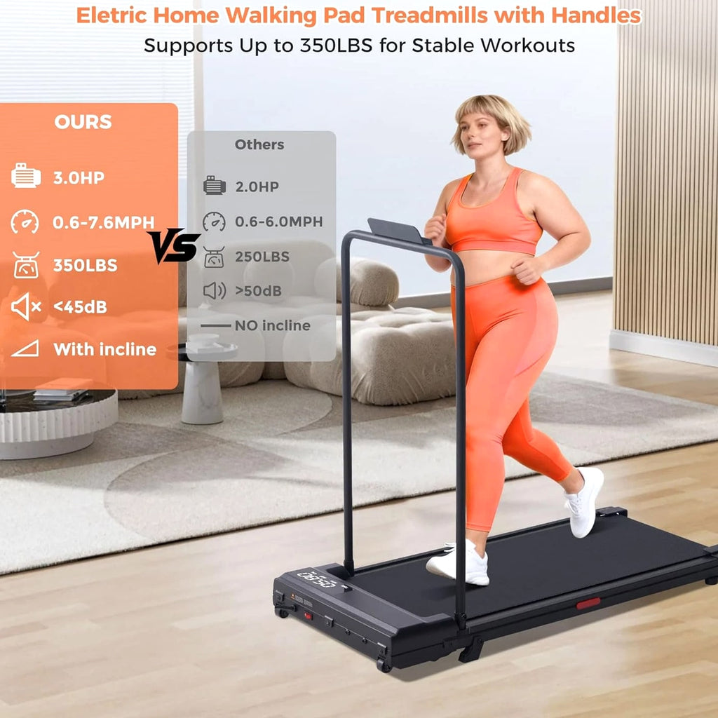 Walking Pad Treadmill with Incline, 2026 Upgrade Portable Under Desk Treadmill with Handles
