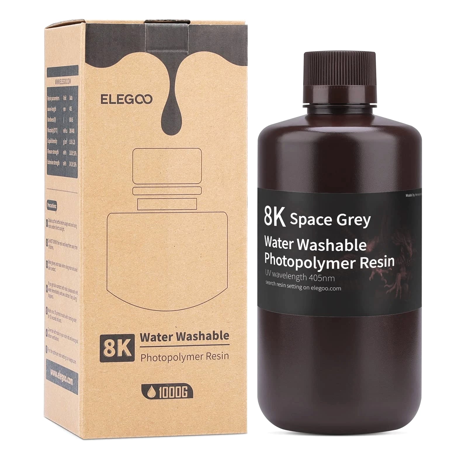 ELEGOO 8K Water Washable Resin, Higher Precision 3D Printer Resin, 405nm, Rapi...