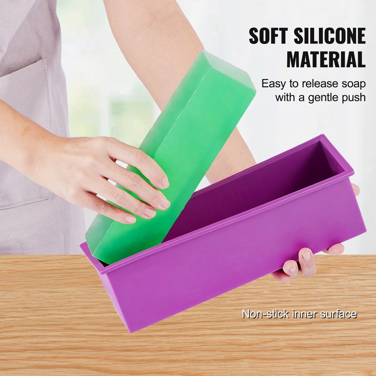 Soap Making Kit with Bamboo Cutting Box, Silicone Mold, Stainless Steel Cutters