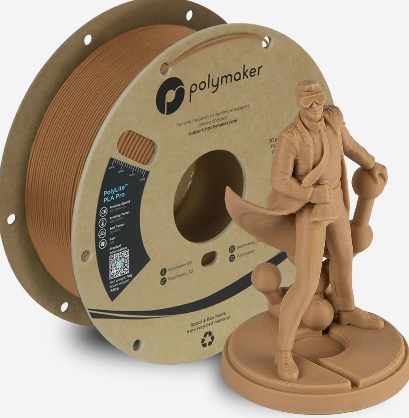 PLA PRO Filament 1.75Mm Army Beige, Powerful 3D Printer Filament 1Kg Polylite