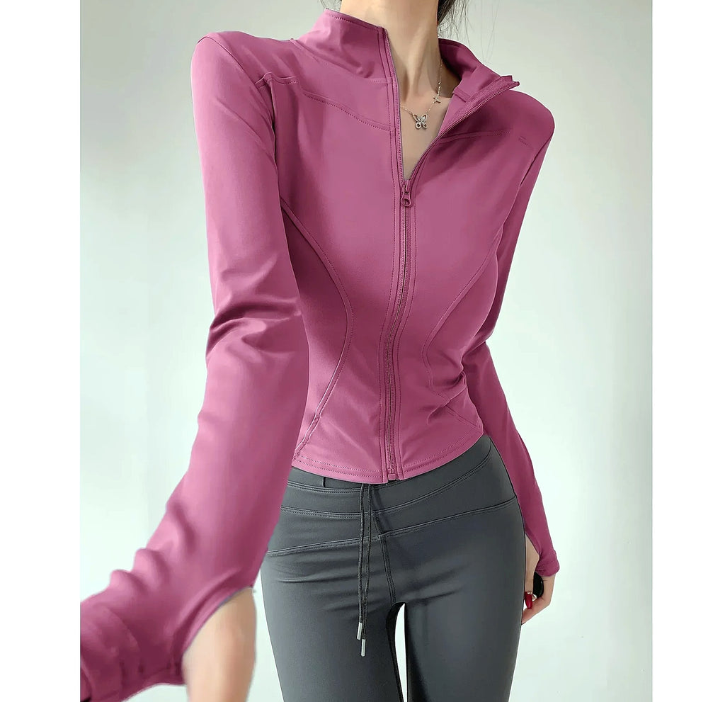 Women's Quick Dry Yoga Jacket Long Sleeve Zip Running Top