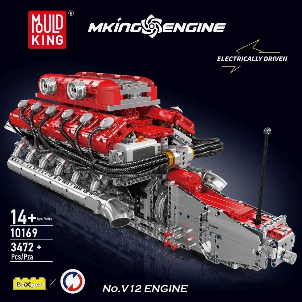 MOULD KING 10169 V12 Engine Model - 3472 Pcs Motorized Building Kit for Adult Car