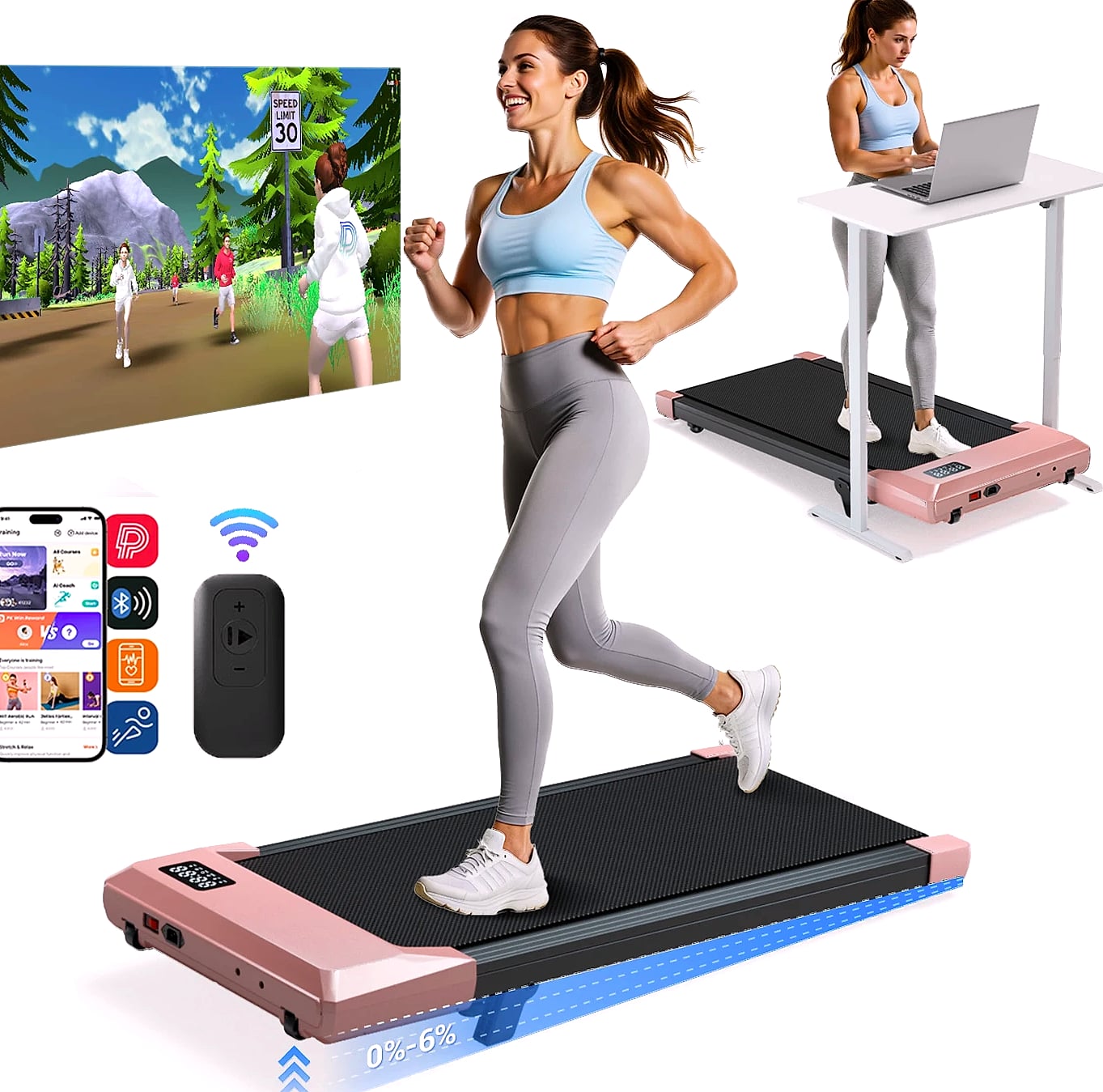 Superun 2.5HP Foldable Under Desk Treadmill Walking Pad
