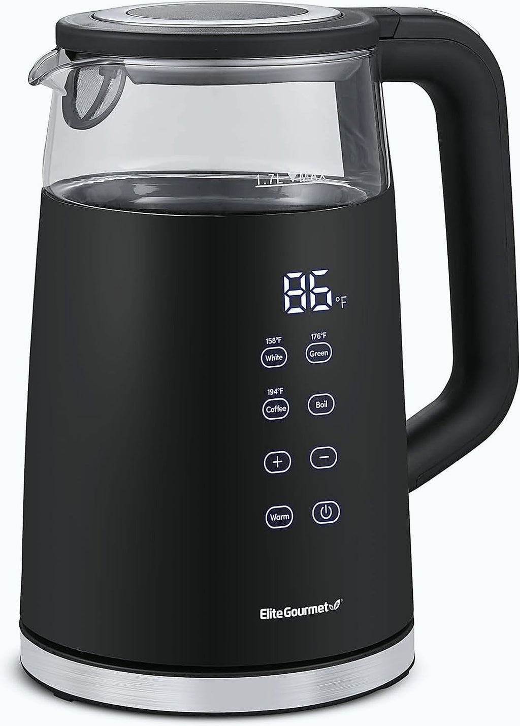 Elite Gourmet 1.7L Electric Tea Kettle with Digital Touchscreen