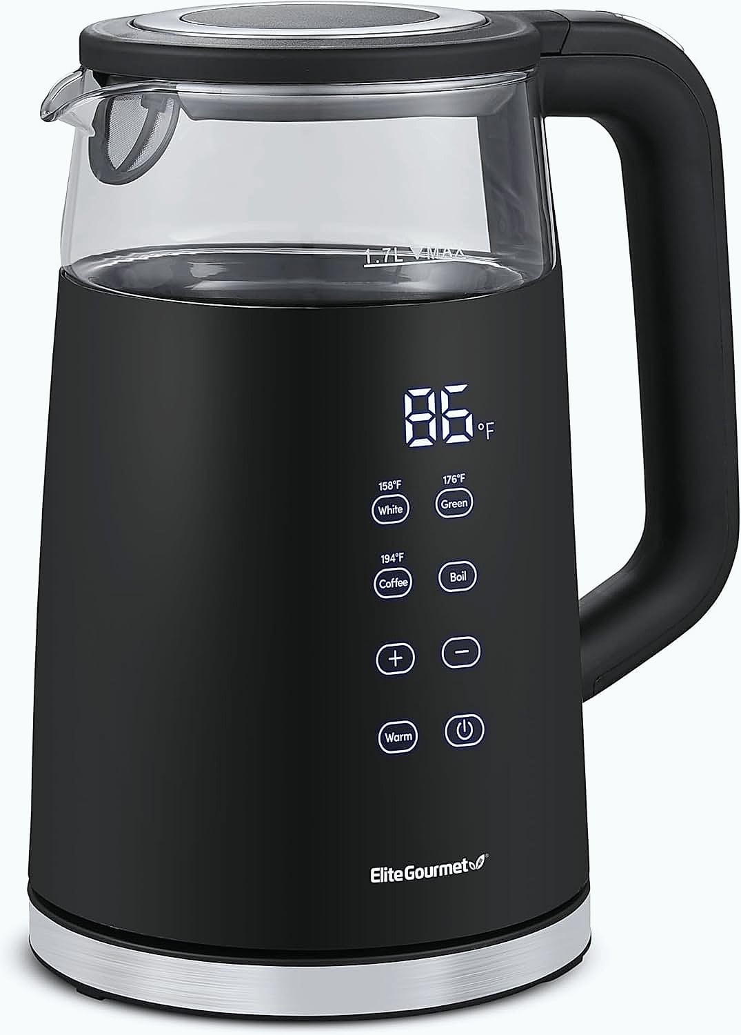 Elite Gourmet 1.7L Electric Tea Kettle with Digital Touchscreen