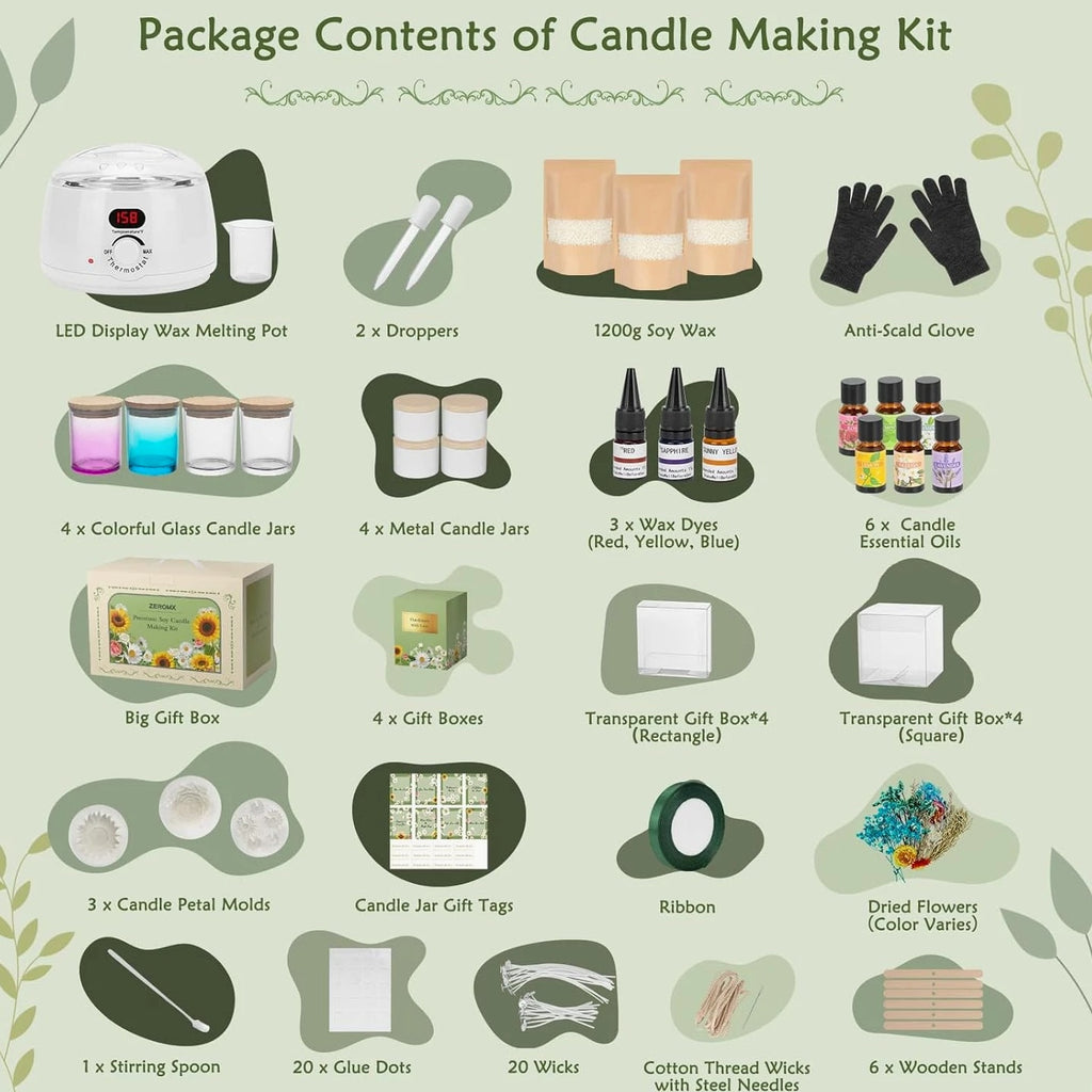 Candle Making Kit for Adults Beginners – 1200G Soy Wax, Digital Wax Melter Pot,
