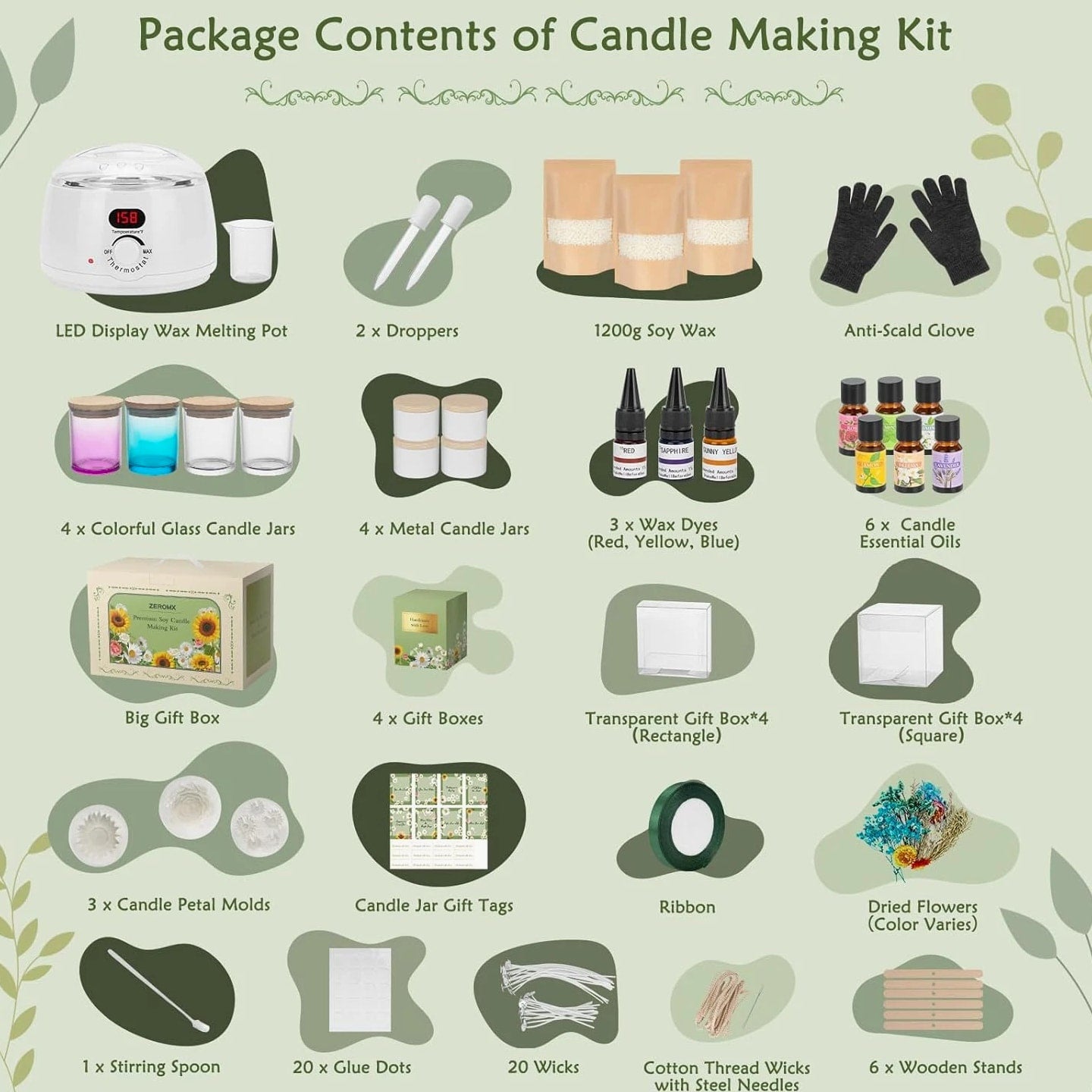 Candle Making Kit for Adults Beginners – 1200G Soy Wax, Digital Wax Melter Pot,