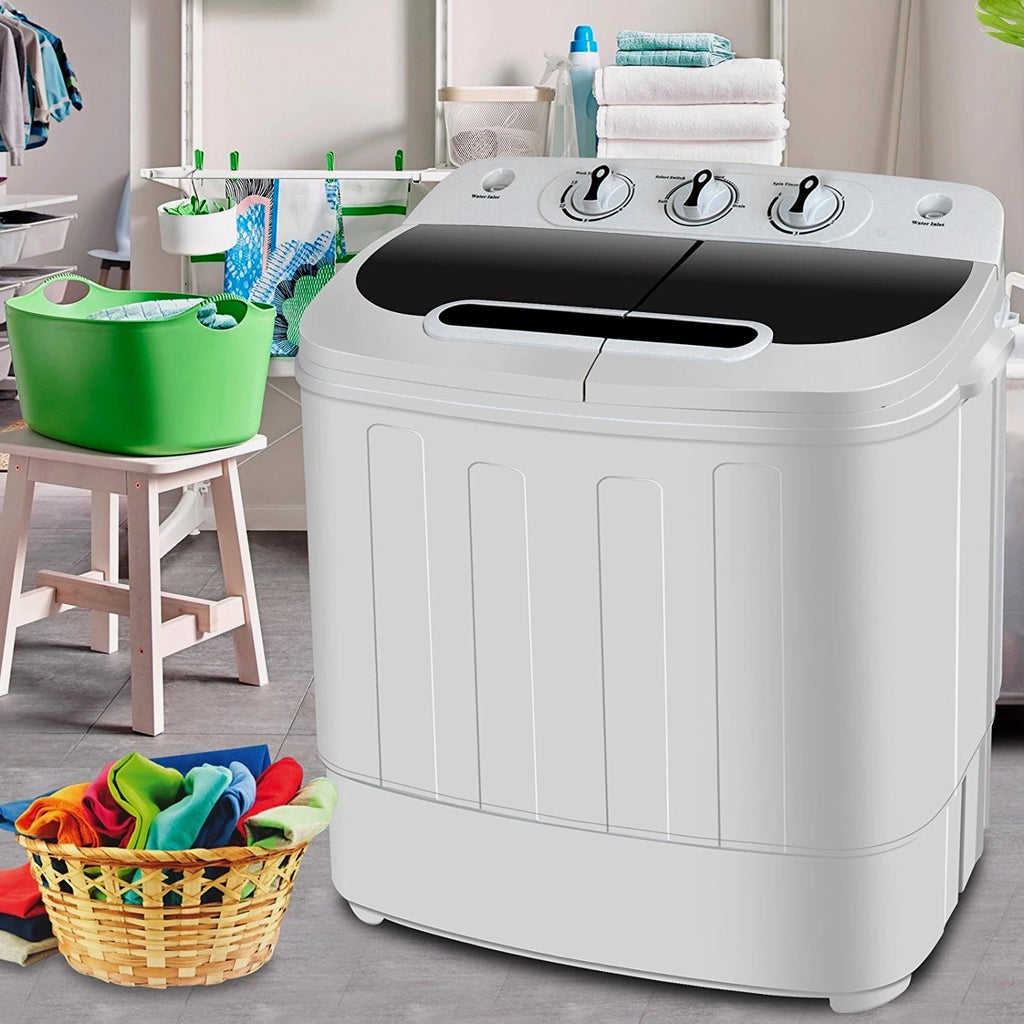 White Compact Portable Washer & Dryer with Mini Washing Machine and Spin Dryer