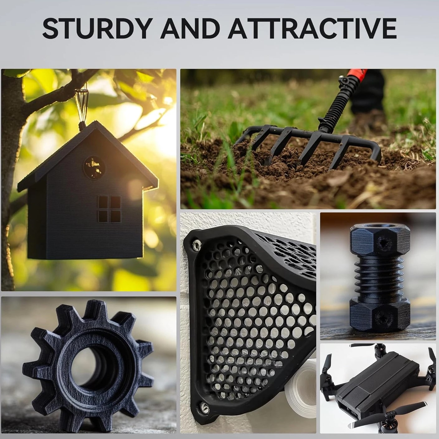 SUNLU 1.75mm PETG Carbon Fiber Filament High Impact Strength 1KG Matte Black