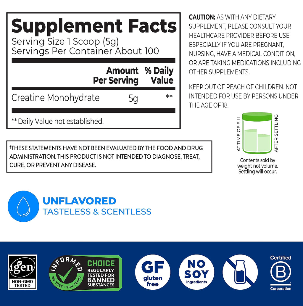 Orgain Creatine Monohydrate Micronized Powder, 100 Servings